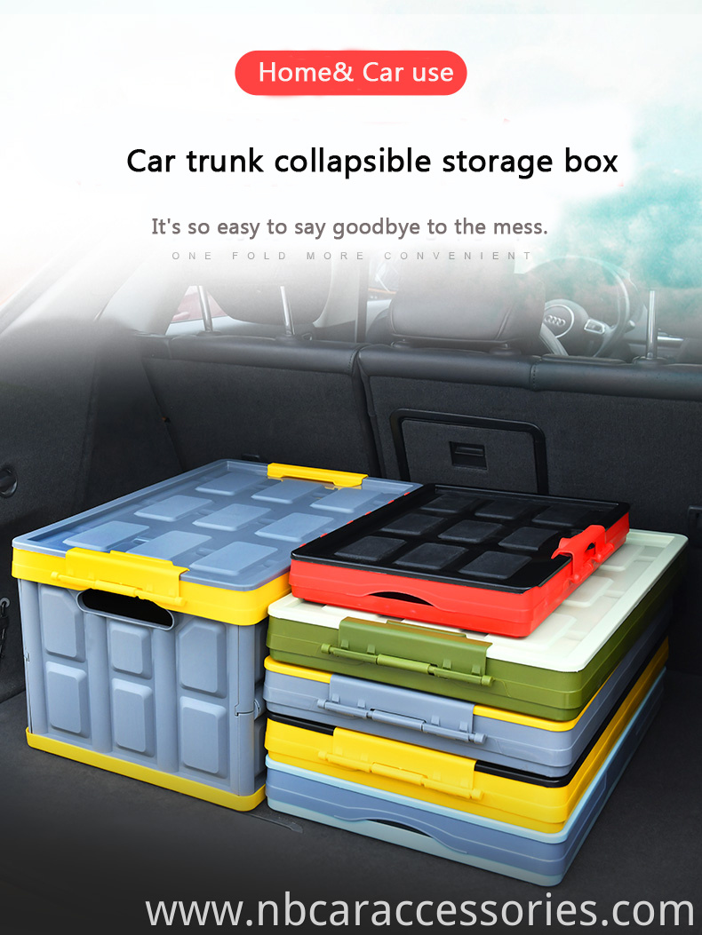 Stowing tidying organizer eco friendly plastic material solid blue car folding storage box
